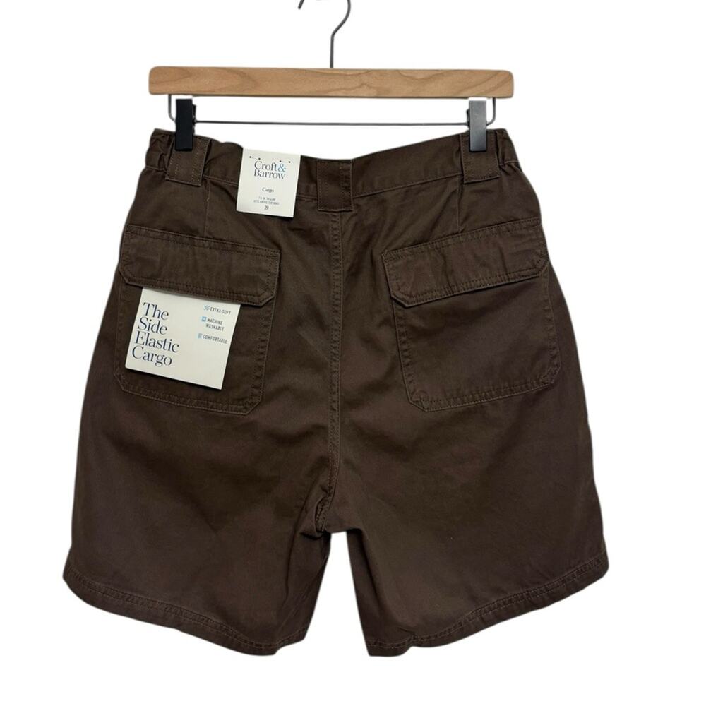 NWT Men's Croft & Barrow Kohl’s Side-Elastic 7.5-inch Cargo Shorts in Brown 29 - Picture 2 of 8